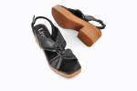 Sandales confortables à talon à brides drapées et croisées - Noir - Lince