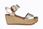 Sandales confortables compensées en cuir - Doré - Lince