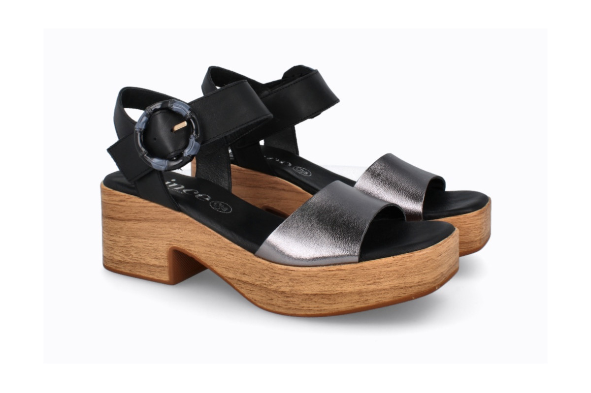 Sandales confortables à talon et plateforme en bois - Gris - Lince