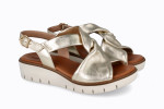 Sandales confortables compensées à brides croisées - Doré - Lince