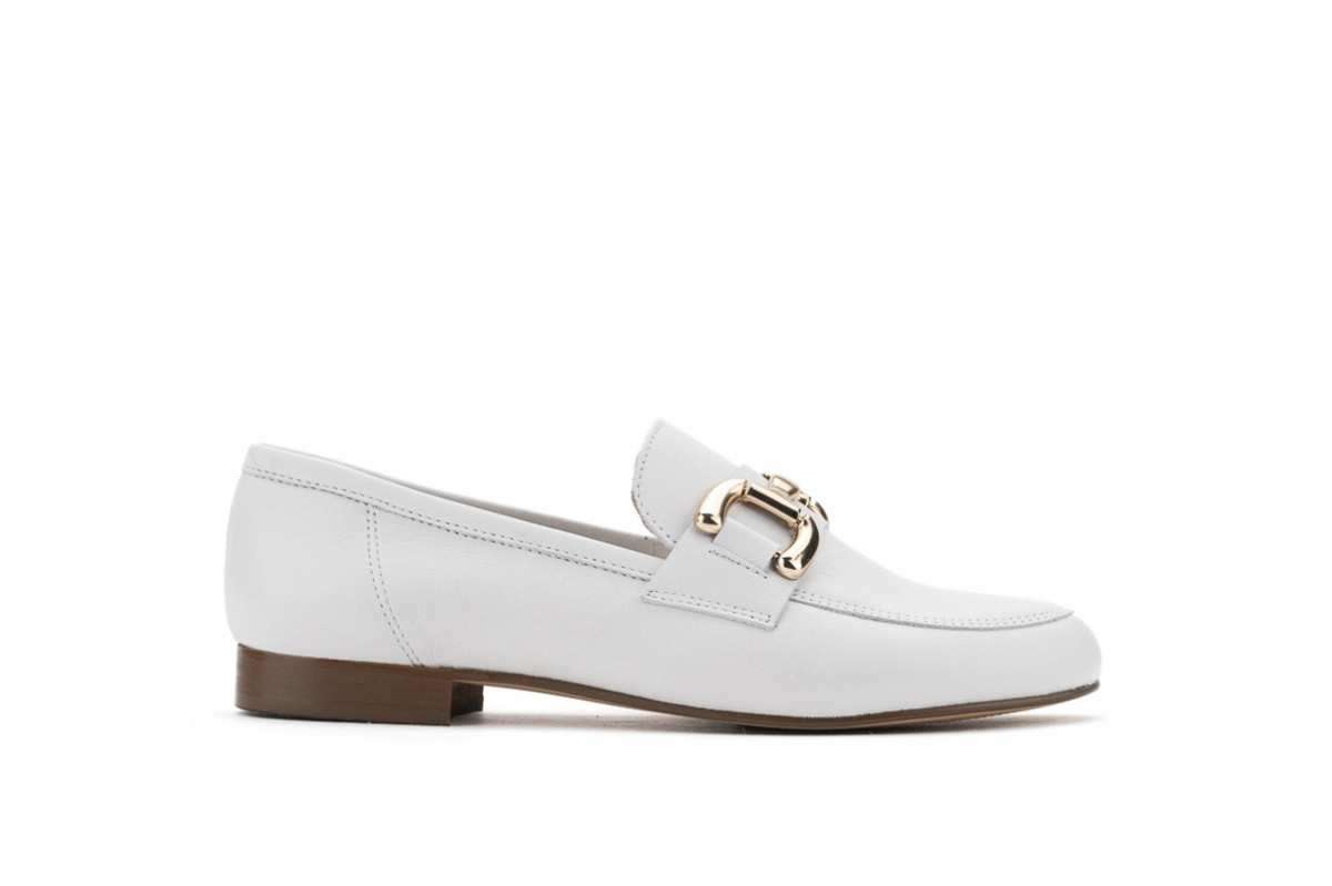 Mocassins en cuir de belle qualité à boucle - Blanc - Lince