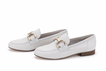 Mocassins en cuir de belle qualité à boucle - Blanc - Lince