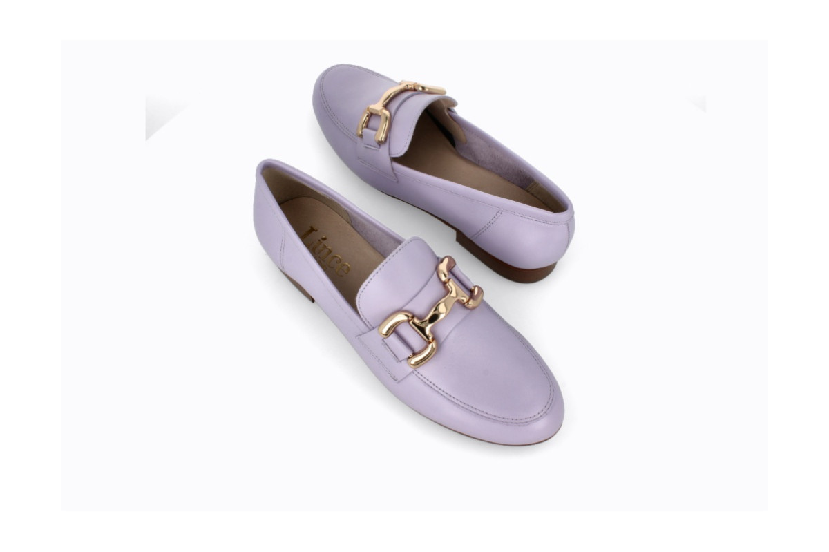 Mocassins en cuir de belle qualité à boucle - Violet - Lince