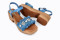Sandales confortables à talon semi-compensé en bois - Bleu - Lince