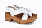 Sandales confortables à talon à brides drapées et croisées - Blanc - Lince